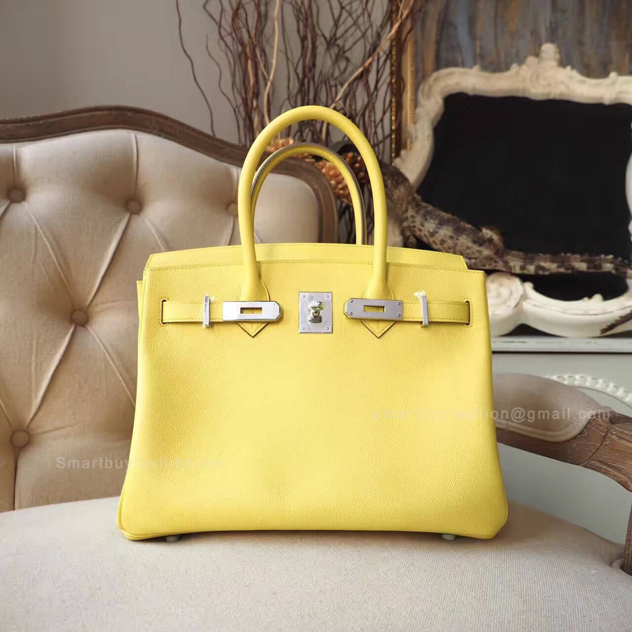Hermes Birkin 30 Handbag in c9 Soufre Epsom PHW